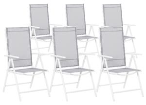 Zestaw 6 krzeseł ogrodowych szary aluminium matriałowa siatka Catania Beliani