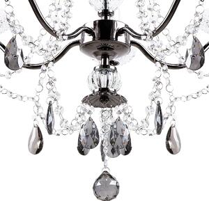 Żyrandol metalowy 123 cm kryształy łańcuchy 5 żarówek czarny Tieda Beliani