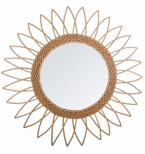 Lustro w ramie okrągłe wiszące z naturalnego rattanu w kształcie słońca