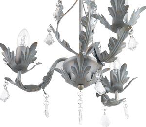 Żyrandol lampa wisząca z kryształkami metalowa szara Isen Beliani