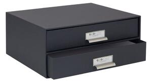 Ciemnoszary 2-piętrowy pojemnik z szufladami na dokumenty Bigso, 33x22,5 cm