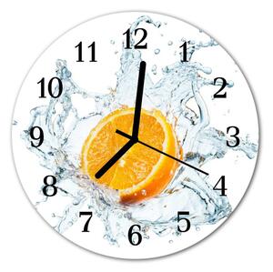 Zegar szklany okrągły Woda pomarańczowa