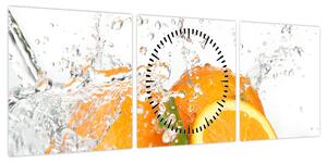 Obraz - Soczyste pomarańcze (z zegarem) (90x30 cm)