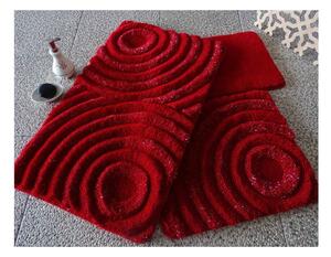Komplet 3 czerwonych dywaników łazienkowych Fading