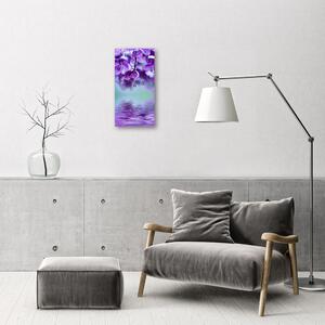 Zegar Szklany Pionowy Kwiaty Liliowy purpurowy