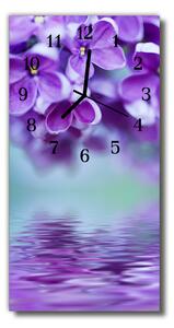 Zegar Szklany Pionowy Kwiaty Liliowy purpurowy