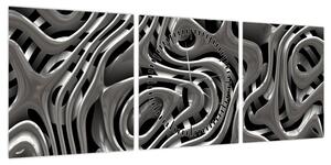 Obraz - Metaliczna abstrakcja (z zegarem) (90x30 cm)