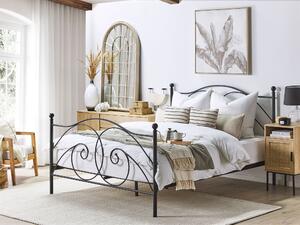 Łóżko metalowe ze zdobioną ramą 160x200 cm czarne Dinard Beliani