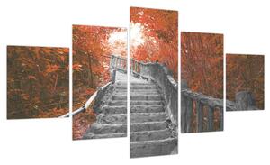Obraz - Schody w naturze, pomarańczowy (125x70 cm)