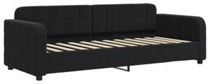 Sofa rozsuwana z materacami, czarna, 80x200 cm, aksamit