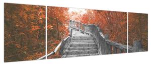 Obraz - Schody w naturze, pomarańczowy (170x50 cm)