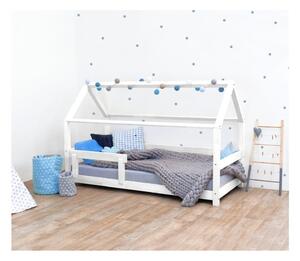 Białe łóżko dziecięce z bokami z naturalnego drewna świerkowego Benlemi Tery, 80x160 cm