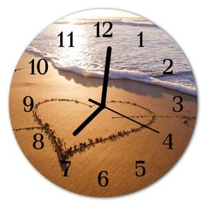 Zegar ścienny okrągły Serce na plaży