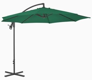 Parasol wiszący ze stalowym słupkiem, 300 cm, zielony