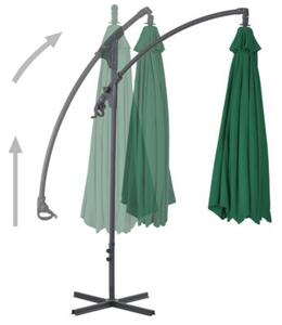Parasol wiszący ze stalowym słupkiem, 300 cm, zielony