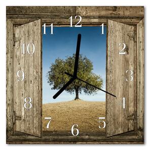 Zegar szklany kwadratowy Drzewo