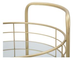 Regał/stolik barowy na kółkach 3-poziomowy z konstrukcją w złotym kolorze Mauro Ferretti Rondo
