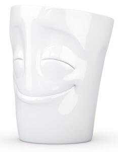 Biały zadowolony porcelanowy kubek z uchem 58products, 350 ml