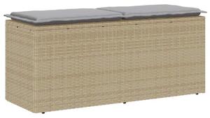 Ławka ogrodowa z poduszką beżowa 110x40x44 cm polirattan