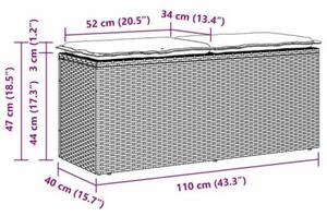 Ławka ogrodowa z poduszką beżowa 110x40x44 cm polirattan