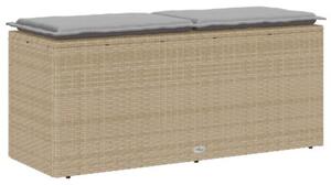 Ławka ogrodowa z poduszką beżowa 110x40x44 cm polirattan