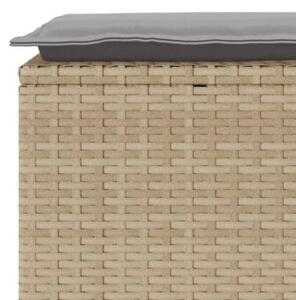 Ławka ogrodowa z poduszką beżowa 110x40x44 cm polirattan