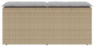 Ławka ogrodowa z poduszką beżowa 110x40x44 cm polirattan