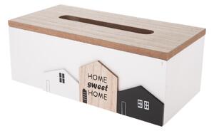 Drewniane pudełko na chusteczki Home town biały,24 x 12 x 9 cm