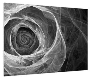 Obraz - Abstrakcyjna róża czarno-biała (70x50 cm)
