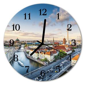 Zegar szklany okrągły Rzeka miasto