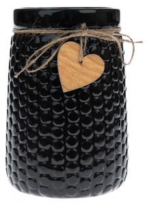 Wazon ceramiczny Wood heart czarny, 12 x 17,5 cm