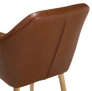 Krzesło do jadalni tapicerowane ekoskóra drewniane nogi brązowe Yorkville Beliani