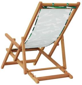 Składane krzesła plażowe 2 szt., wzór w liście tkanina i drewno