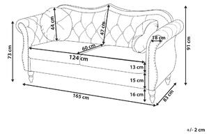 Dwuosobowa sofa welurowa pikowana beżowa z okrągłymi poduszkami Skien Beliani