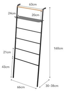 Czarny wieszak z półką YAMAZAKI Tower Ladder