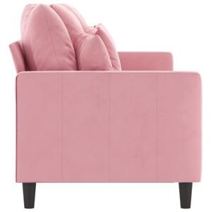 Sofa 3-osobowa, rÃ³Å¼owa, 180 cm, obita aksamitem