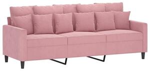 Sofa 3-osobowa, rÃ³Å¼owa, 180 cm, obita aksamitem