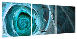 Obraz - Abstrakcyjny różowy niebieski z czarnym tłem (z zegarem) (90x30 cm)