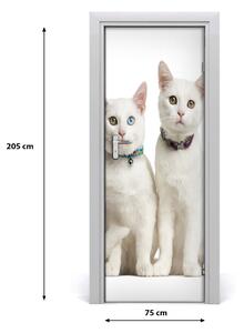 Naklejka samoprzylepna na drzwi Dwa białe koty