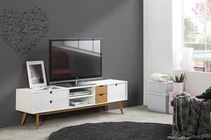 Szafka pod TV z białymi detalami Marckeric Mila, 180x37 cm