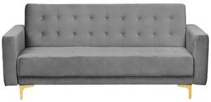 Modułowa sofa rozkładana 3-osobowa pikowana welurowa szara Aberdeen Beliani