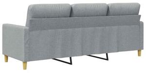 Sofa 3-osobowa, jasnoszara, 180 cm, tapicerowana tkaninÄ