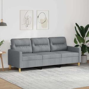 Sofa 3-osobowa, jasnoszara, 180 cm, tapicerowana tkaninÄ