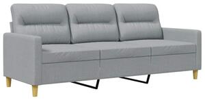 Sofa 3-osobowa, jasnoszara, 180 cm, tapicerowana tkaninÄ
