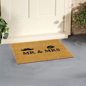 Wycieraczka z naturalnego kokosowego włókna Artsy Doormats Mr and Mrs, 40x60 cm