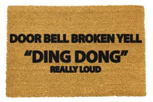 Wycieraczka z naturalnego kokosowego włókna Artsy Doormats Yell Ding Dong, 40x60 cm