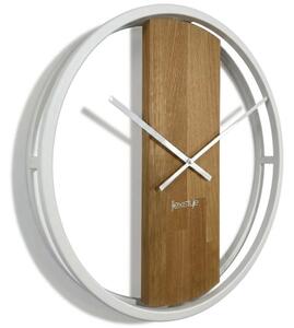 Zegar okrągły dębowy LOFT OVAL metal 50cm biały