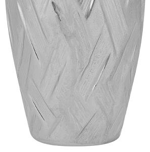 Wazon dekoracyjny srebrny kamionkowy dekoracyjny wzór geometryczny 33 cm Arpad Beliani