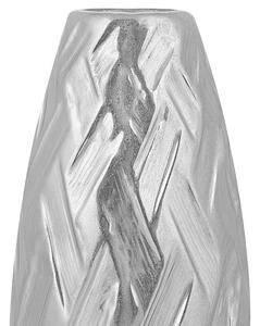 Wazon dekoracyjny srebrny kamionkowy dekoracyjny wzór geometryczny 33 cm Arpad Beliani