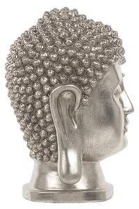 Figurka dekoracyjna stojąca głowa Buddy żywica syntetyczna 41 cm srebrna Buddha Beliani